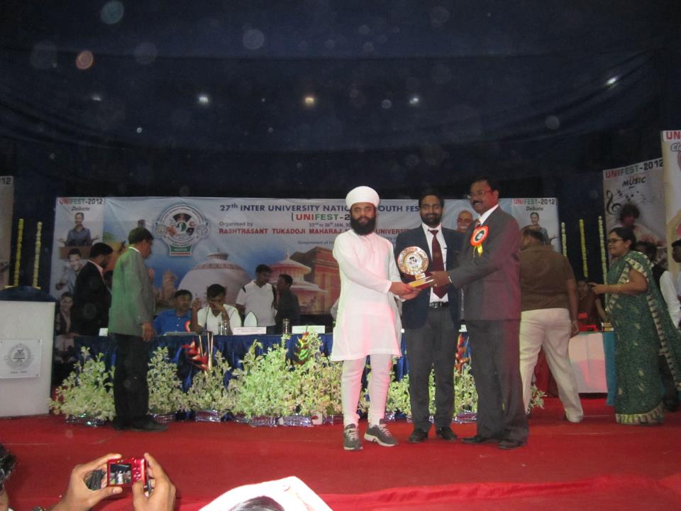 Winner of inter-university national youth festival of 2012 in nagapur Maharashtra in the category of percussion.